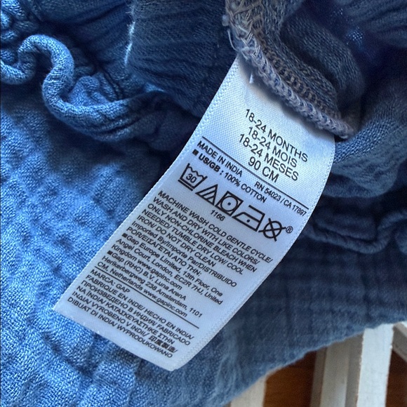 GAP 100% Cotton Blue Ruffle Gauze Waist Baby Pants - Picture 5 of 5